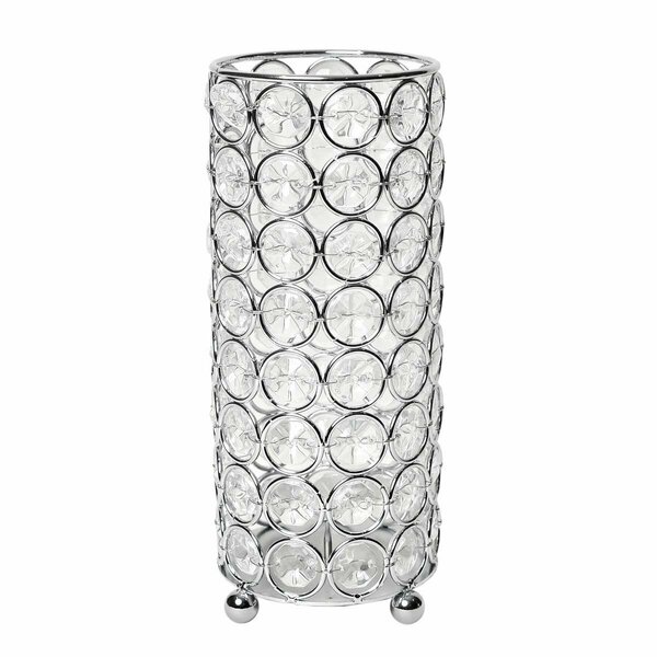 Pertenencias 7.75 in. Elipse Crystal Decorative Flower Vase, Candle Holder, Wedding Centerpiece - Chrome PE2519816